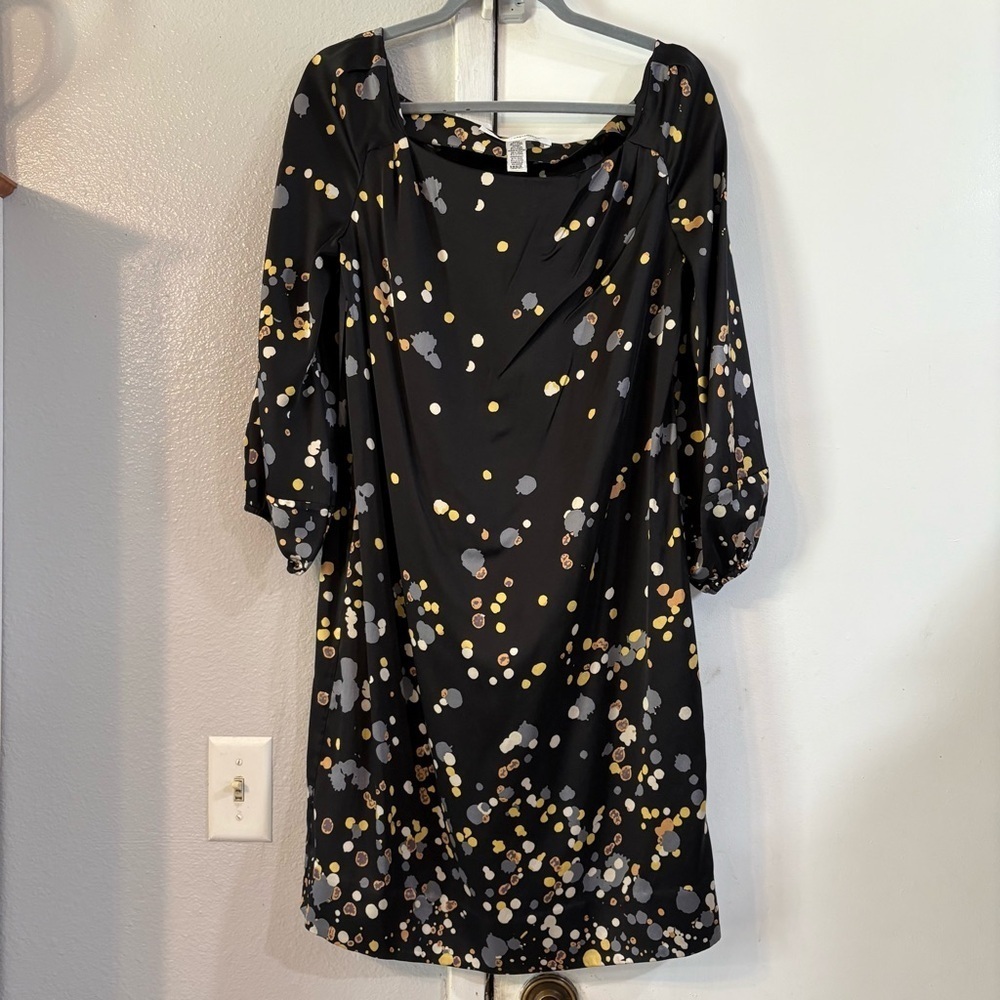 Diane Von Furstenberg Brygid Night Sky Ombré Dress 12 Silk Gradient Splatter